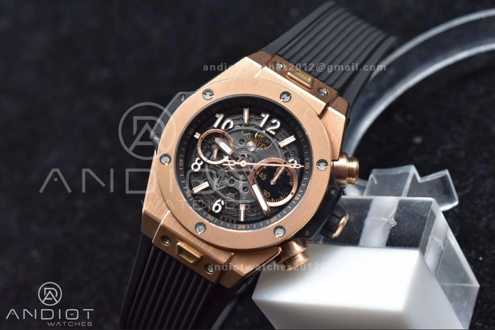 SmartChoice Hublot Big Bang Unico RG ZF 1:1 Best Edition Skeleton Dial on Black Rubber Strap A 904