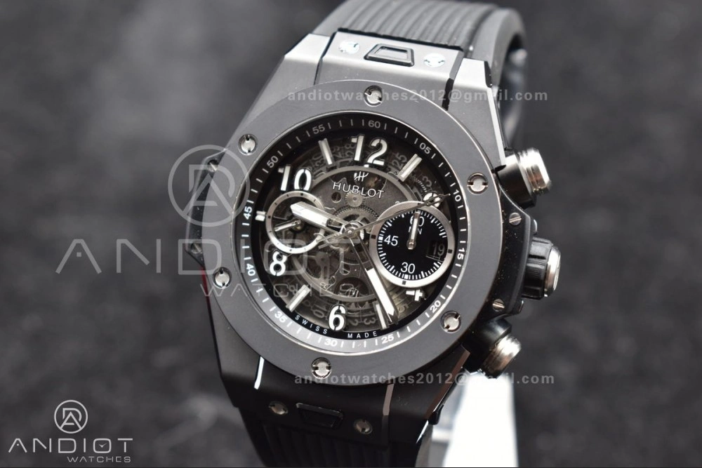 Hublot Big Bang Unico Titanium ZF 1:1 Best Edition Black Skeleton Dial On Black Rubber Strap A UrbanStyle 898