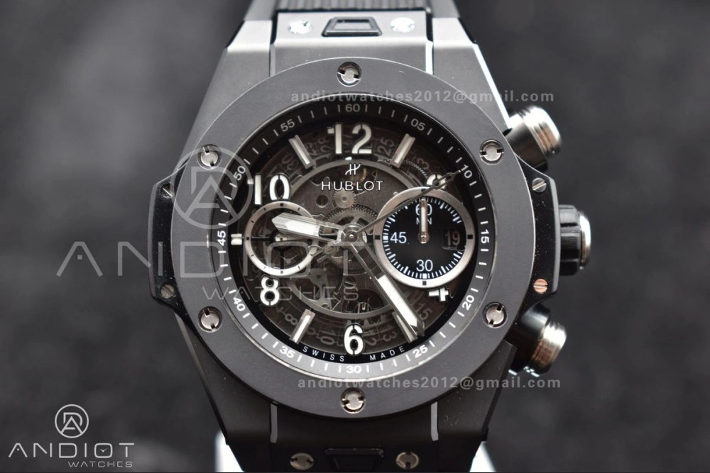 Hublot Big Bang Unico Titanium ZF 1:1 Best Edition Black Skeleton Dial On Black Rubber Strap A AllSeason 267