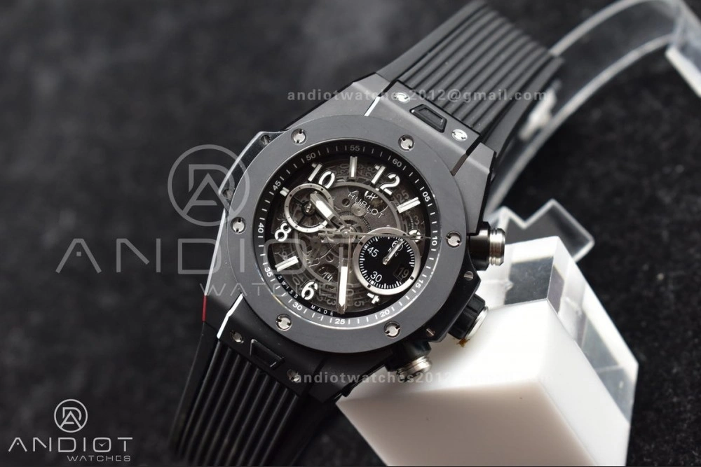 Hublot Big Bang Unico Titanium ZF 1:1 Best Edition Black Skeleton Dial On Black Rubber Strap A AllSeason 267