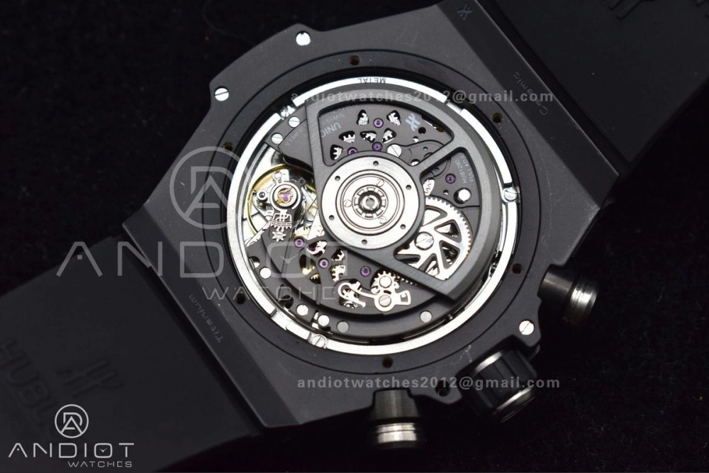 Hublot Big Bang Unico Titanium ZF 1:1 Best Edition Black Skeleton Dial On Black Rubber Strap A AllSeason 267