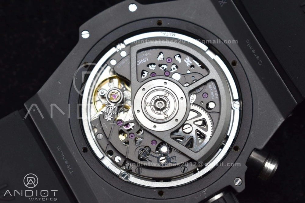 Hublot Big Bang Unico Titanium ZF 1:1 Best Edition Black Skeleton Dial On Black Rubber Strap A AllSeason 267