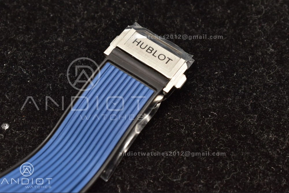 Hublot Big Bang Unico Titanium ZF 1:1 Best Edition Blue Skeleton Dial on Blue Rubber Strap A Breathable 424