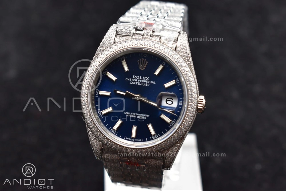 JDF 41mm Best Version Diamond DateJust Blue Stick Markers Durable 897