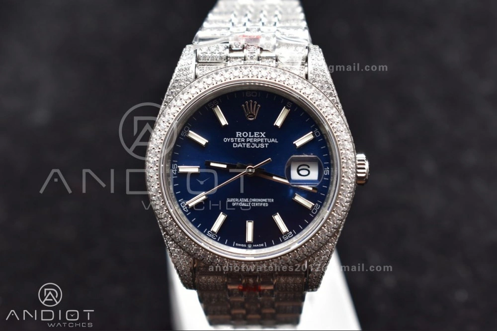 JDF 41mm Best Version Diamond DateJust Blue Stick Markers Durable 897