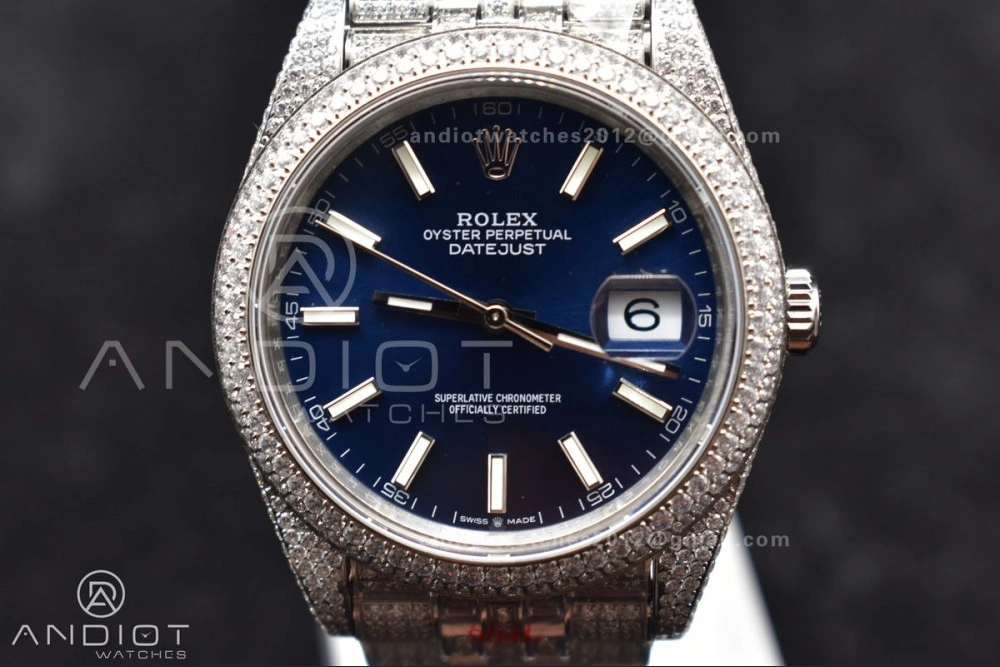 JDF 41mm Best Version Diamond DateJust Blue Stick Markers Durable 897