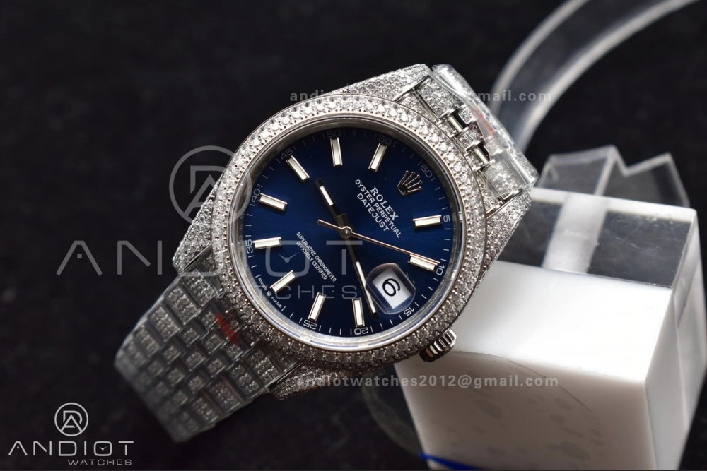 JDF 41mm Best Version Diamond DateJust Blue Stick Markers Durable 897
