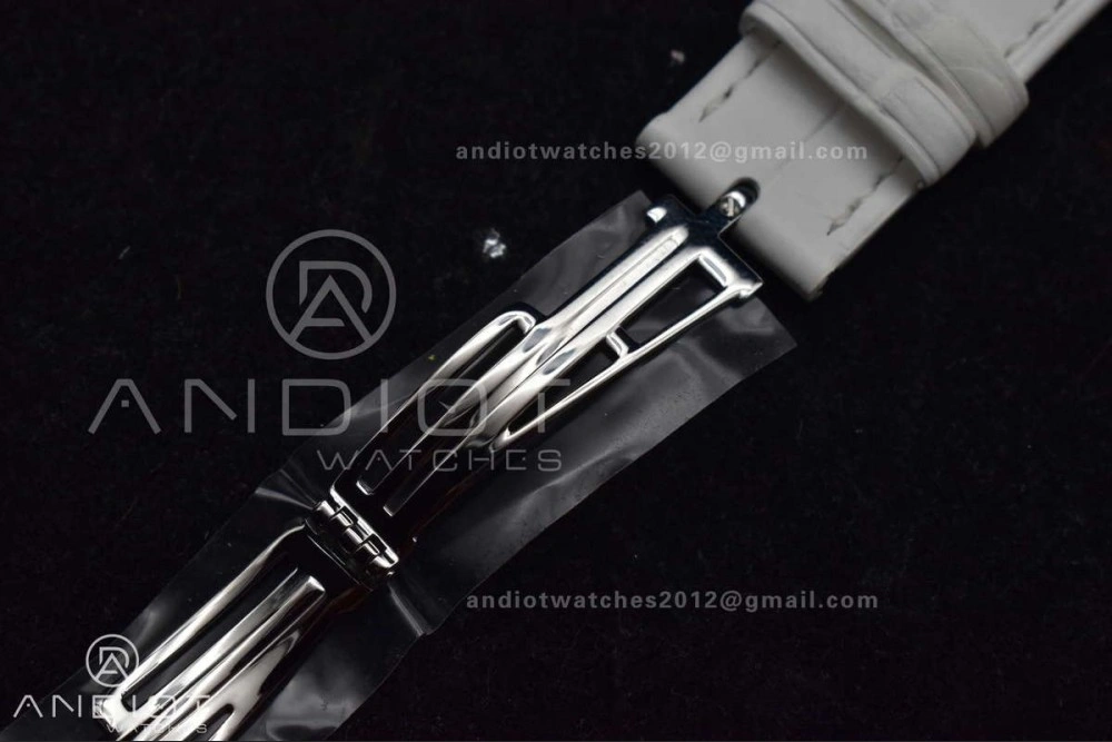 Lady Royal Oak 33mm 67651 SS Diamond Bezel V7F 1:1 White Textured Dial On White Croco Leather Strap Ronda Quartz to AP Cal. EasyCare 101