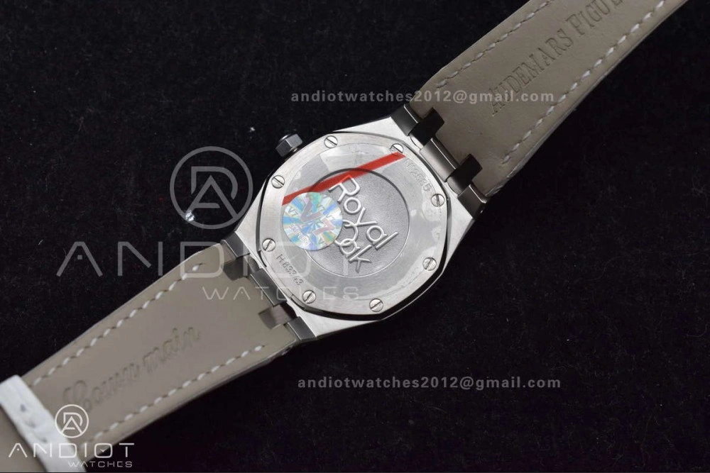 Lady Royal Oak 33mm 67651 SS Diamond Bezel V7F 1:1 White Textured Dial On White Croco Leather Strap Ronda Quartz to AP Cal. EasyCare 101