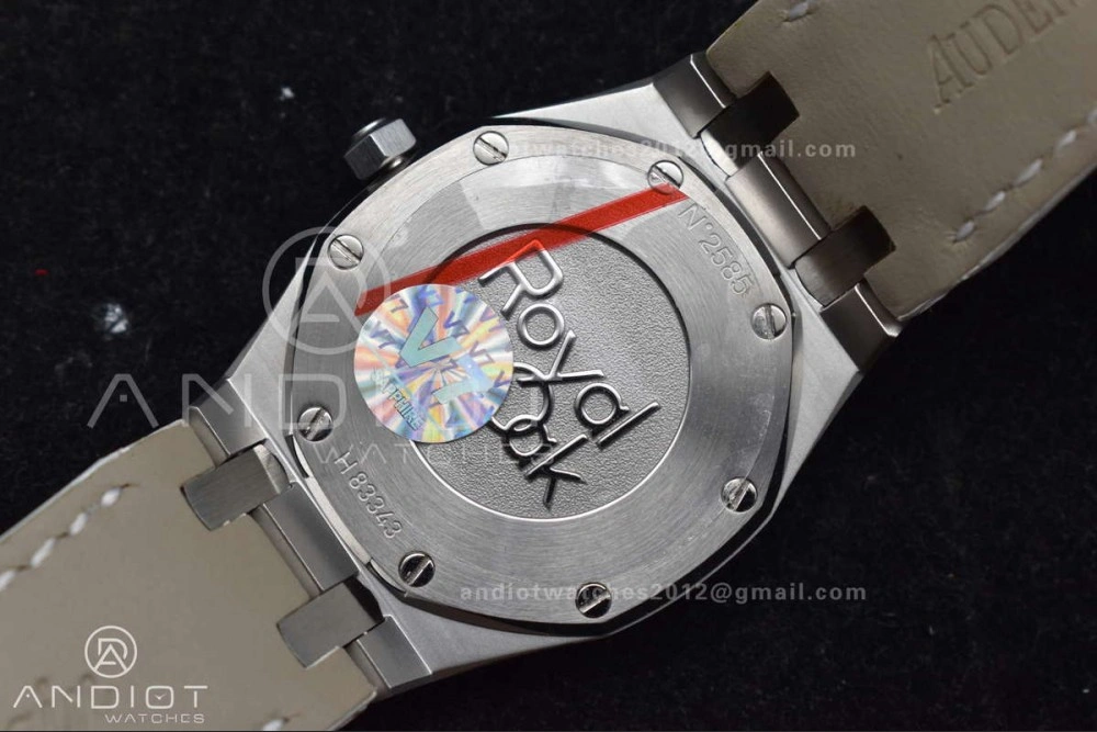 Lady Royal Oak 33mm 67651 SS Diamond Bezel V7F 1:1 White Textured Dial On White Croco Leather Strap Ronda Quartz to AP Cal. EasyCare 101