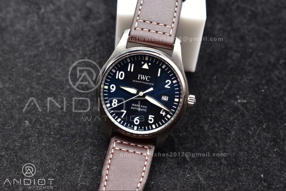 Stylish Mark XVIII IW327006 Titanium V7F 1:1 Best Edition BlueDial on Brown Leather Strap A 297