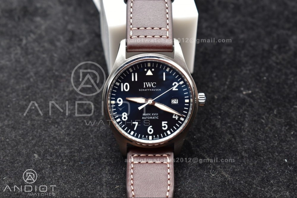 Stylish Mark XVIII IW327006 Titanium V7F 1:1 Best Edition BlueDial on Brown Leather Strap A 297