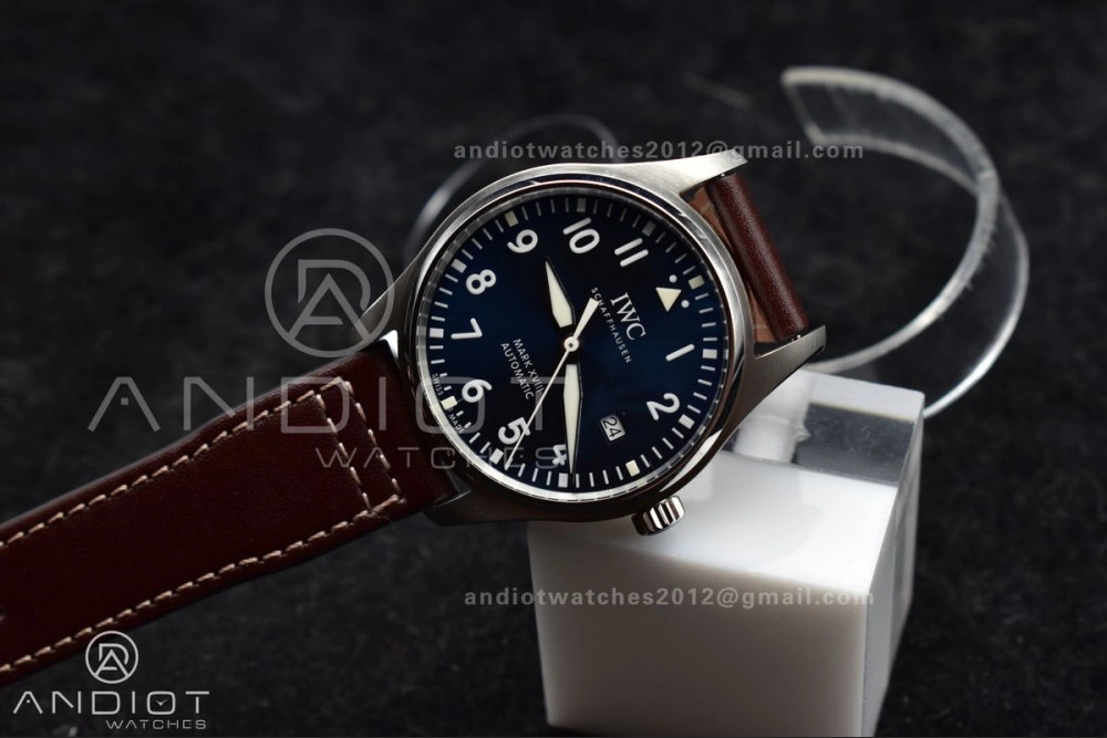Stylish Mark XVIII IW327006 Titanium V7F 1:1 Best Edition BlueDial on Brown Leather Strap A 297