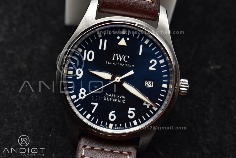 Stylish Mark XVIII IW327006 Titanium V7F 1:1 Best Edition BlueDial on Brown Leather Strap A 297