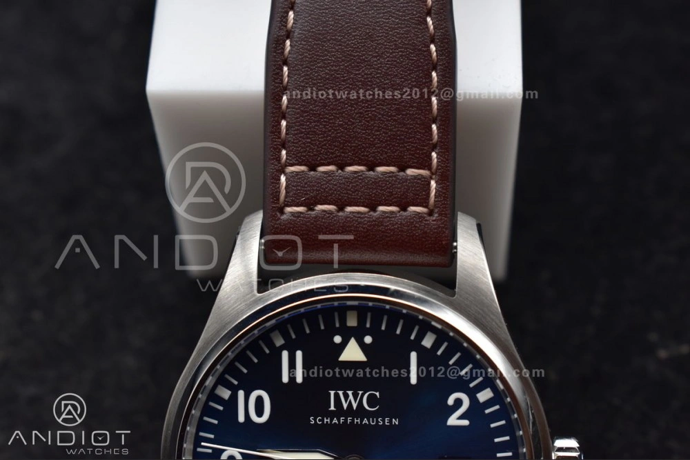 Stylish Mark XVIII IW327006 Titanium V7F 1:1 Best Edition BlueDial on Brown Leather Strap A 297