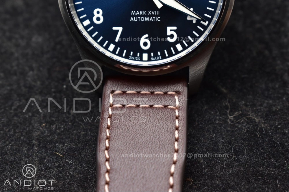 Stylish Mark XVIII IW327006 Titanium V7F 1:1 Best Edition BlueDial on Brown Leather Strap A 297