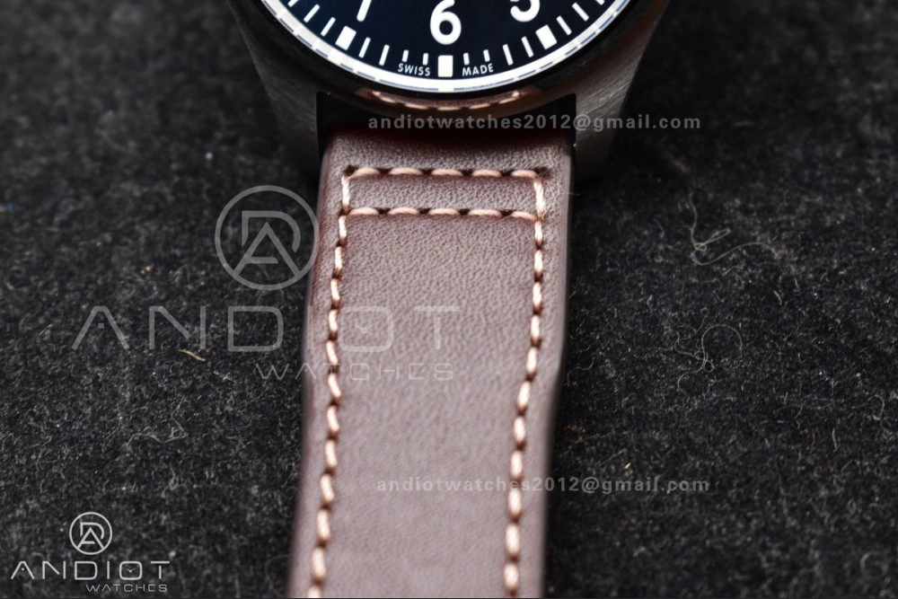 Stylish Mark XVIII IW327006 Titanium V7F 1:1 Best Edition BlueDial on Brown Leather Strap A 297