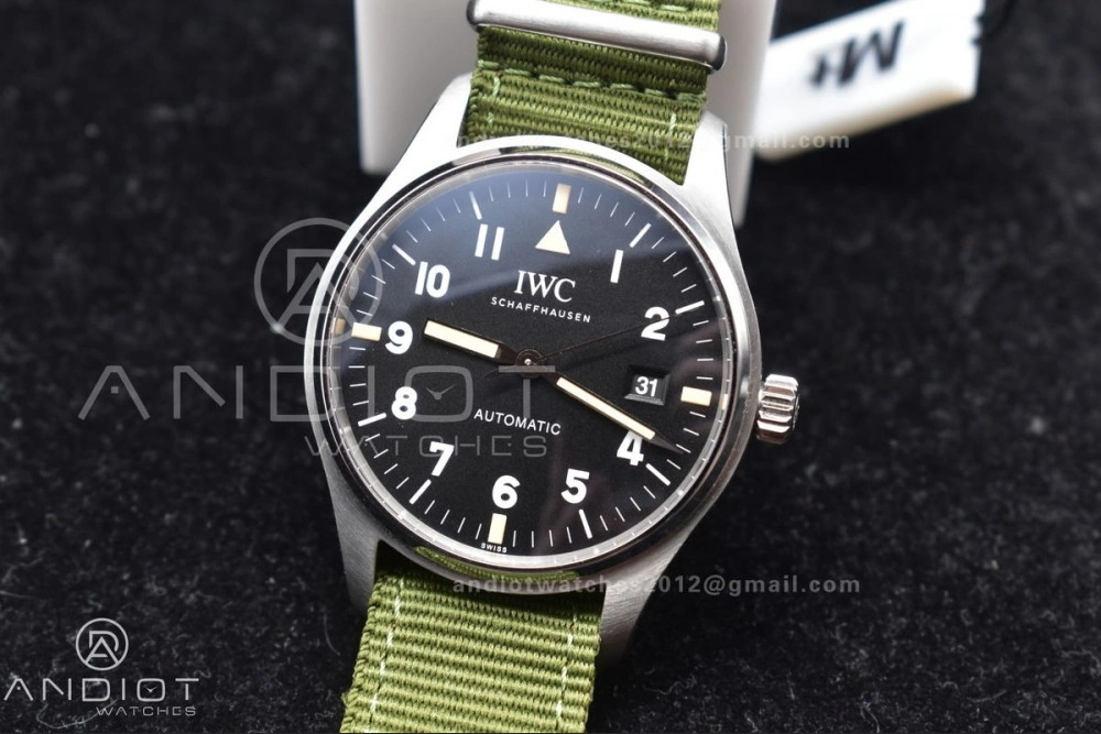 Mark XVIII “TRIBUTE TO MARK XI” IW327007 M+F 1:1 Best Edition Black Dial on Green Nylon Strap A Refined 282