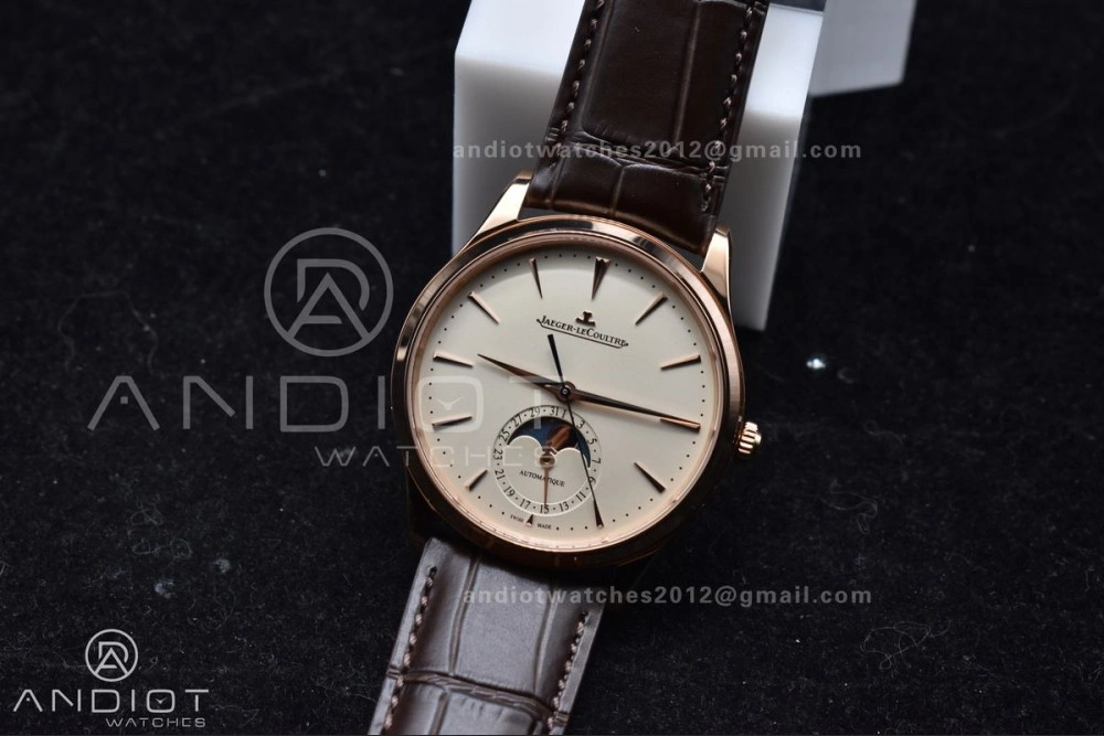 Master Ultra Thin Moon RG APSF 1:1 Best Edition White Dial on Brown Leather Strap SA925 Super Clone Youthful 316