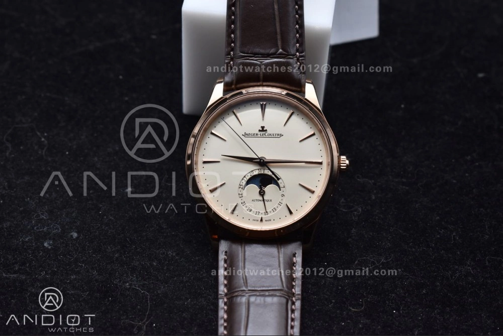 Master Ultra Thin Moon RG APSF 1:1 Best Edition White Dial on Brown Leather Strap SA925 Super Clone Versatile 908