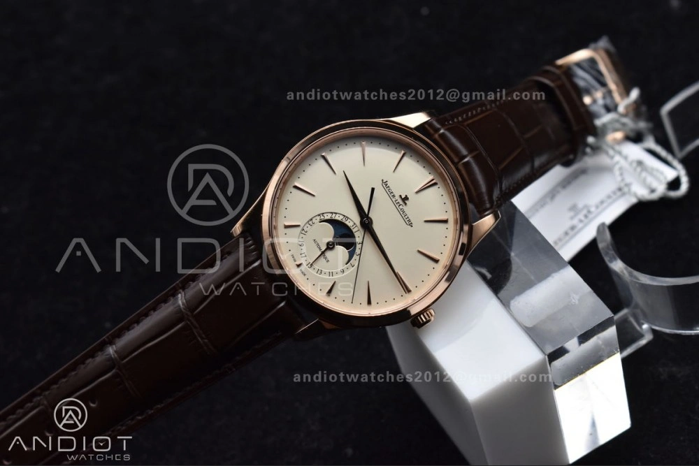 Master Ultra Thin Moon RG APSF 1:1 Best Edition White Dial on Brown Leather Strap SA925 Super Clone Versatile 908