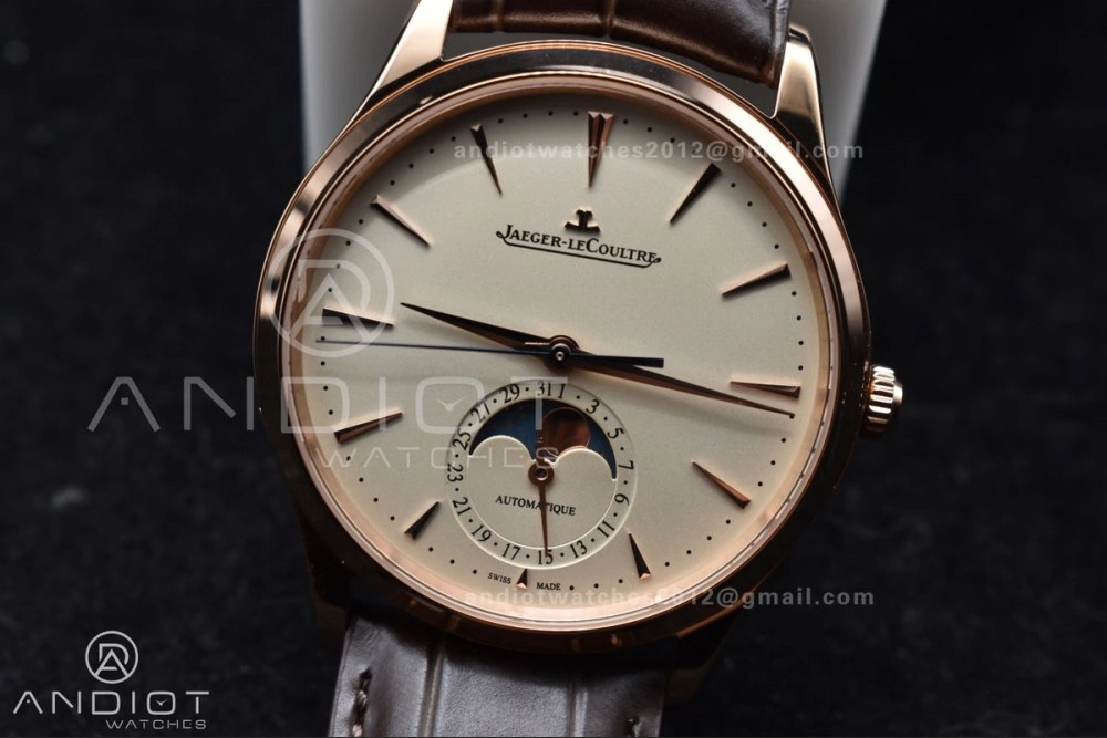 Master Ultra Thin Moon RG APSF 1:1 Best Edition White Dial on Brown Leather Strap SA925 Super Clone Versatile 908