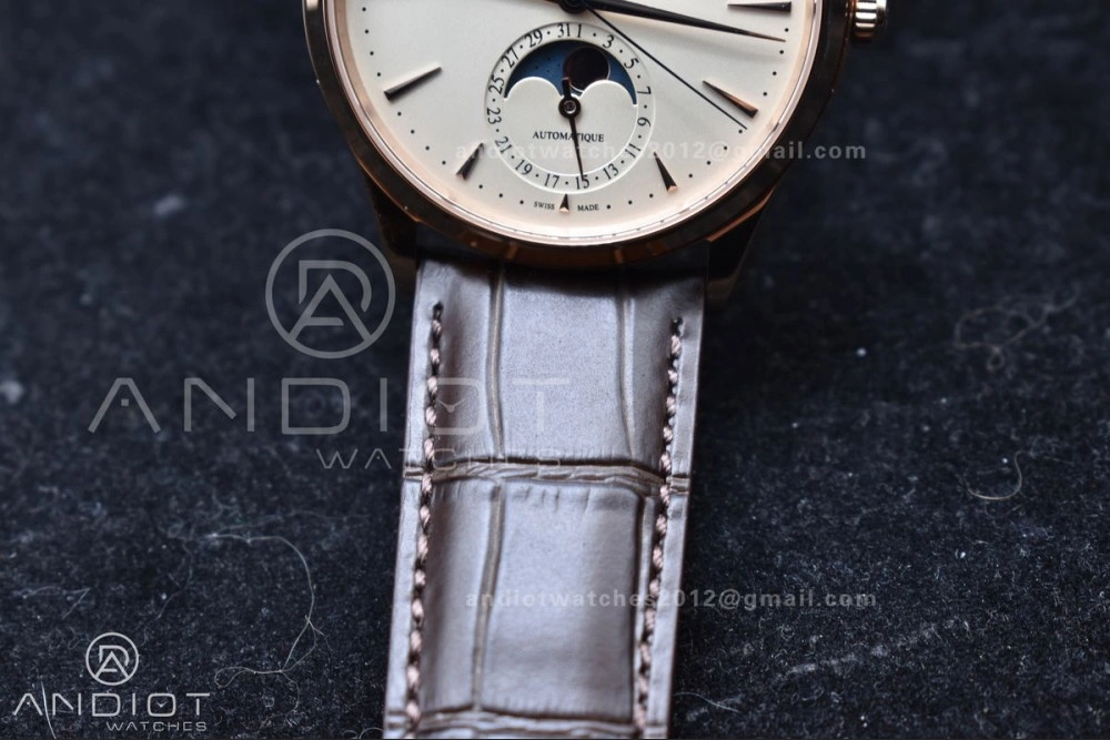 Master Ultra Thin Moon RG APSF 1:1 Best Edition White Dial on Brown Leather Strap SA925 Super Clone Versatile 908