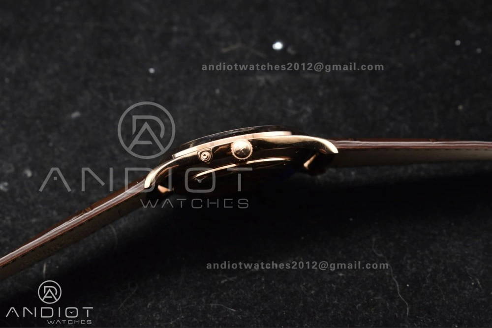 Master Ultra Thin Moon RG APSF 1:1 Best Edition White Dial on Brown Leather Strap SA925 Super Clone Versatile 908