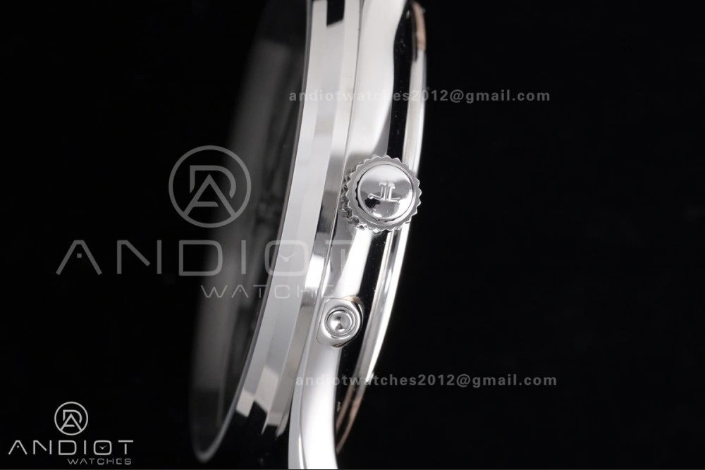 Master Ultra Thin Moon SS APSF 1:1 Best Edition Black Dial on Black Leather Strap SA925 Super Clone Refined 318