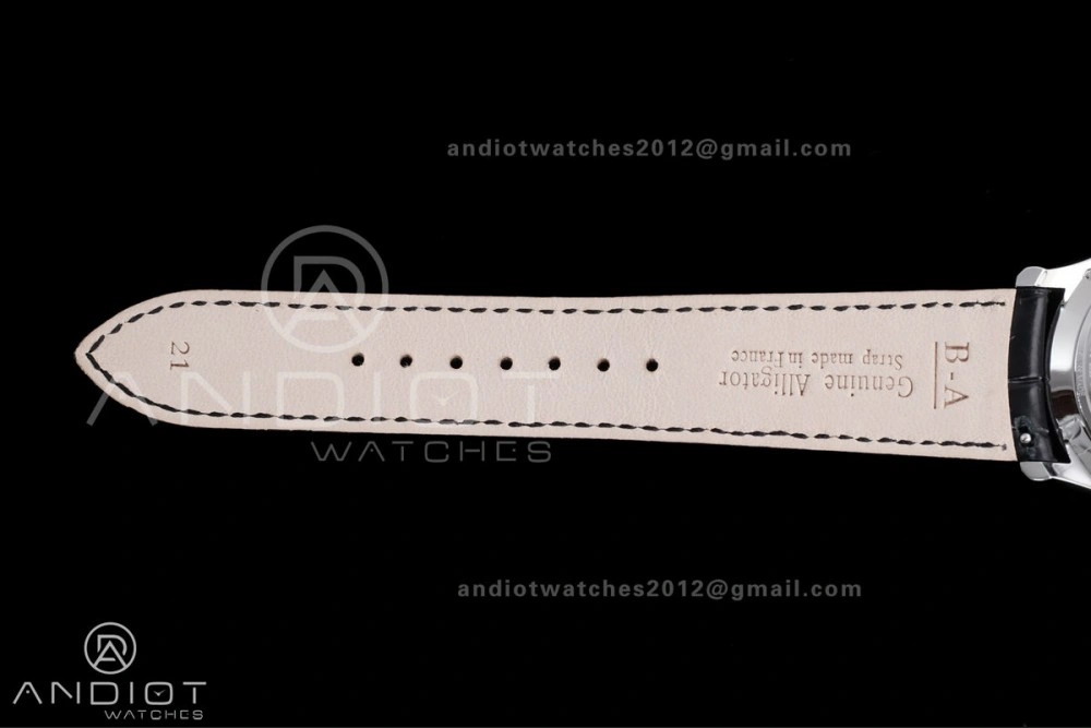 Master Ultra Thin Moon SS APSF 1:1 Best Edition Black Dial on Black Leather Strap SA925 Super Clone Refined 318