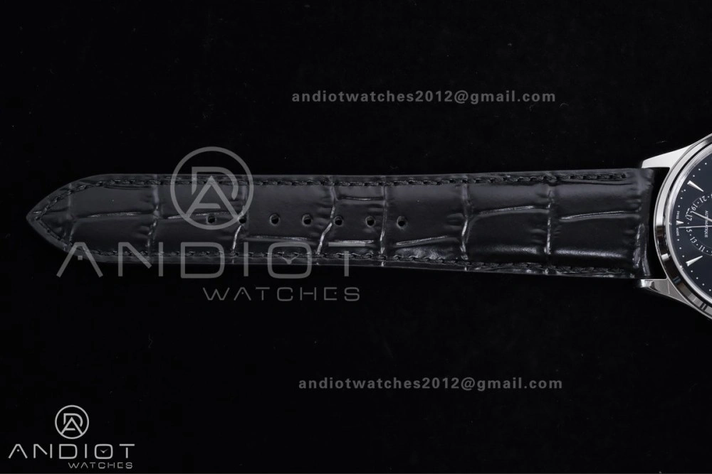 Master Ultra Thin Moon SS APSF 1:1 Best Edition Black Dial on Black Leather Strap SA925 Super Clone Refined 318