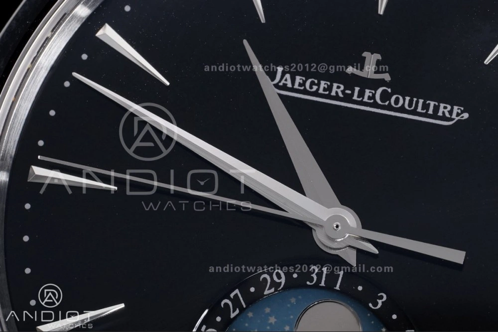 Master Ultra Thin Moon SS APSF 1:1 Best Edition Black Dial on Black Leather Strap SA925 Super Clone Refined 318