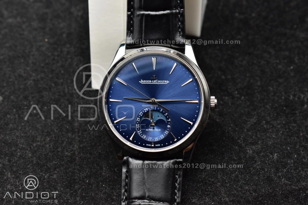 Master Ultra Thin Moon SS APSF 1:1 Best Edition Blue Dial on Black Leather Strap SA925 Super Clone Packable 317