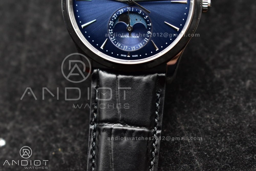 Master Ultra Thin Moon SS APSF 1:1 Best Edition Blue Dial on Black Leather Strap SA925 Super Clone Packable 317