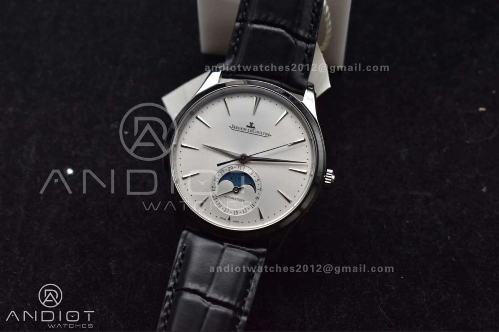 Master Ultra Thin Moon SS APSF 1:1 Best Edition Silver Dial on Black Leather Strap SA925 Super Clone ZipUp 314