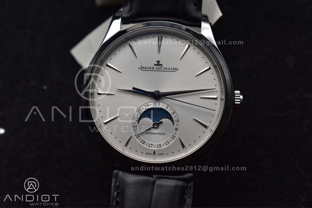 Master Ultra Thin Moon SS APSF 1:1 Best Edition Silver Dial on Black Leather Strap SA925 Super Clone ZipUp 314