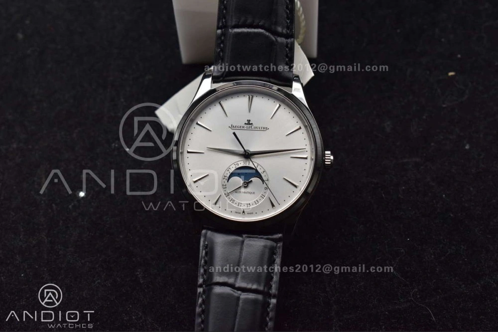 Master Ultra Thin Moon SS APSF 1:1 Best Edition Silver Dial on Black Leather Strap SA925 Super Clone ZipUp 314