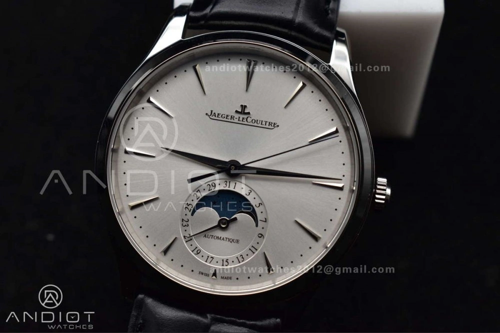 Master Ultra Thin Moon SS APSF 1:1 Best Edition Silver Dial on Black Leather Strap SA925 Super Clone ZipUp 314