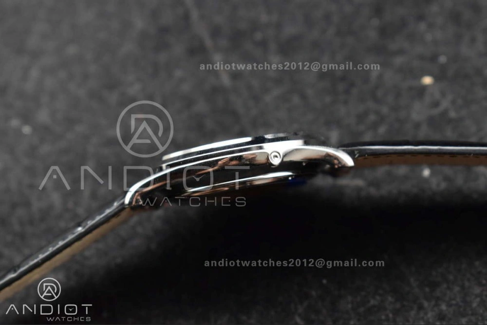 Master Ultra Thin Moon SS APSF 1:1 Best Edition Silver Dial on Black Leather Strap SA925 Super Clone ZipUp 314