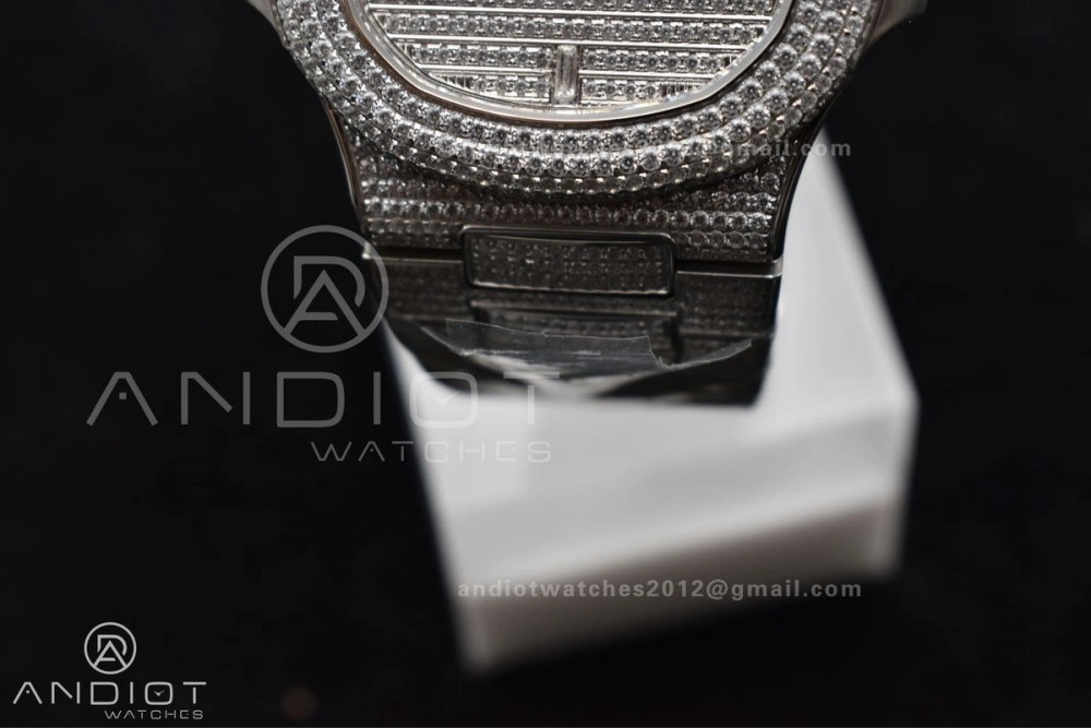 WrinkleFree Nautilus 5711 SS TWF Full Diamonds Bezel & Dial on Diamonds Bracelet A 384