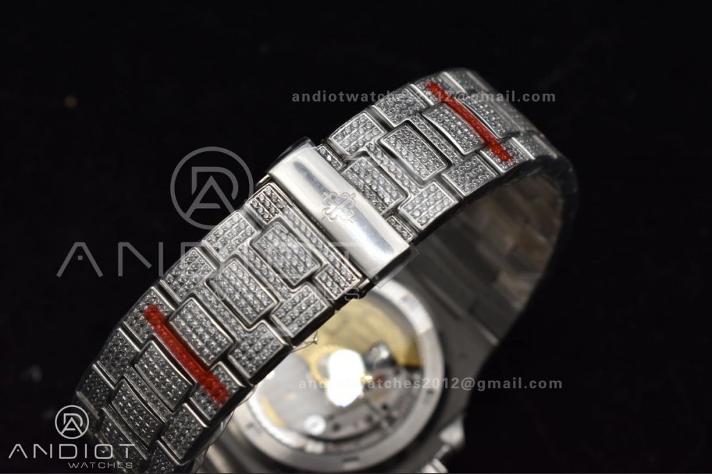 WrinkleFree Nautilus 5711 SS TWF Full Diamonds Bezel & Dial on Diamonds Bracelet A 384