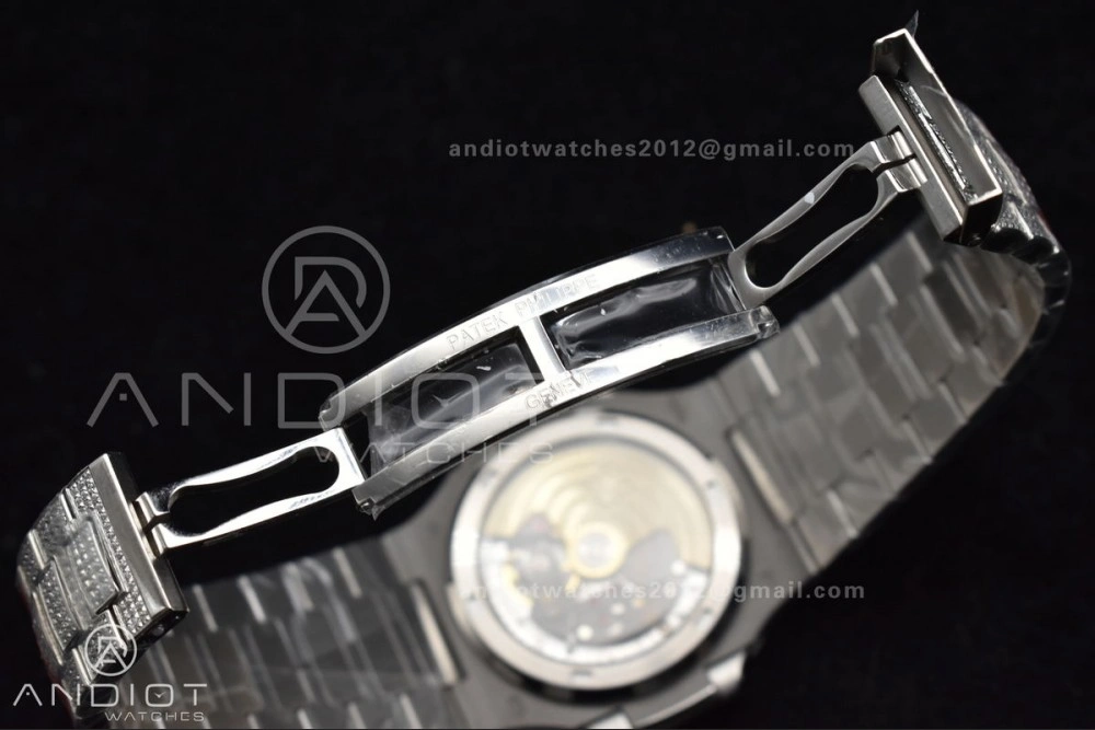 WrinkleFree Nautilus 5711 SS TWF Full Diamonds Bezel & Dial on Diamonds Bracelet A 384