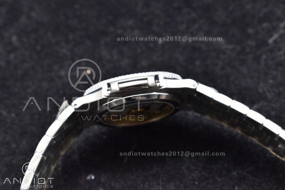 WrinkleFree Nautilus 5711 SS TWF Full Diamonds Bezel & Dial on Diamonds Bracelet A 384