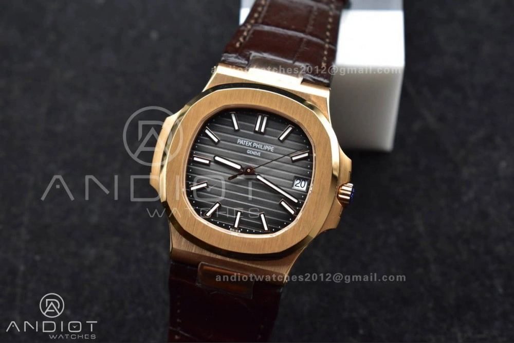 WrinkleFree Nautilus 5711 1R RG 3KF 1:1 Best Edition Brown Textured Dial on Brown Leather Strap A324 Super Clone V 381