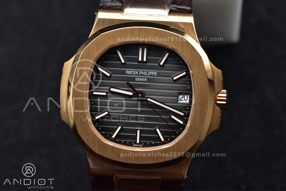WrinkleFree Nautilus 5711 1R RG 3KF 1:1 Best Edition Brown Textured Dial on Brown Leather Strap A324 Super Clone V 381