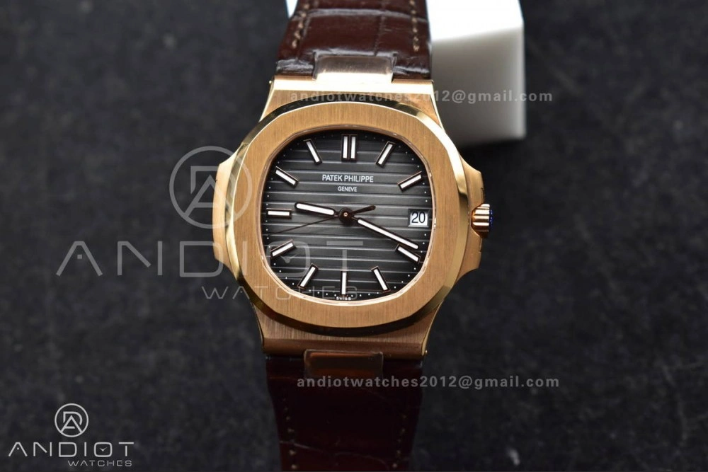 WrinkleFree Nautilus 5711 1R RG 3KF 1:1 Best Edition Brown Textured Dial on Brown Leather Strap A324 Super Clone V 381