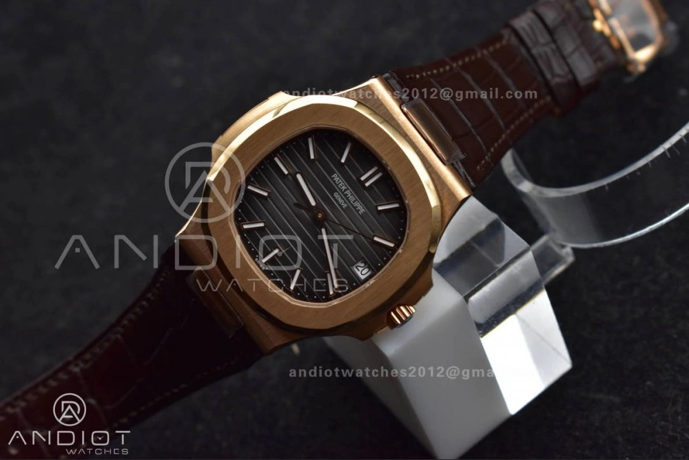 WrinkleFree Nautilus 5711 1R RG 3KF 1:1 Best Edition Brown Textured Dial on Brown Leather Strap A324 Super Clone V 381