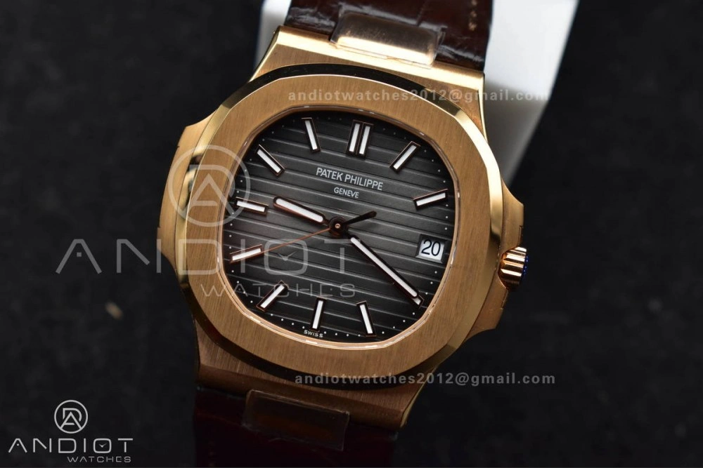 WrinkleFree Nautilus 5711 1R RG 3KF 1:1 Best Edition Brown Textured Dial on Brown Leather Strap A324 Super Clone V 381