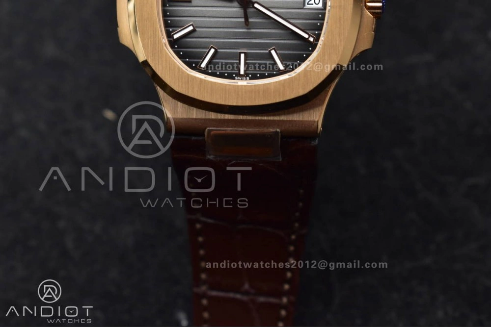 WrinkleFree Nautilus 5711 1R RG 3KF 1:1 Best Edition Brown Textured Dial on Brown Leather Strap A324 Super Clone V 381