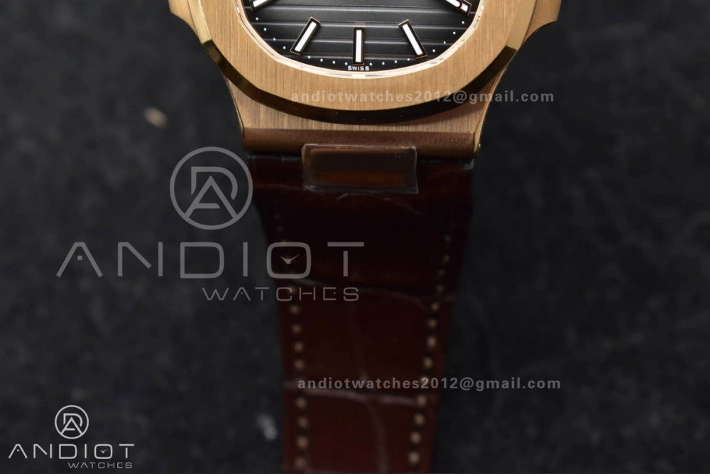 WrinkleFree Nautilus 5711 1R RG 3KF 1:1 Best Edition Brown Textured Dial on Brown Leather Strap A324 Super Clone V 381
